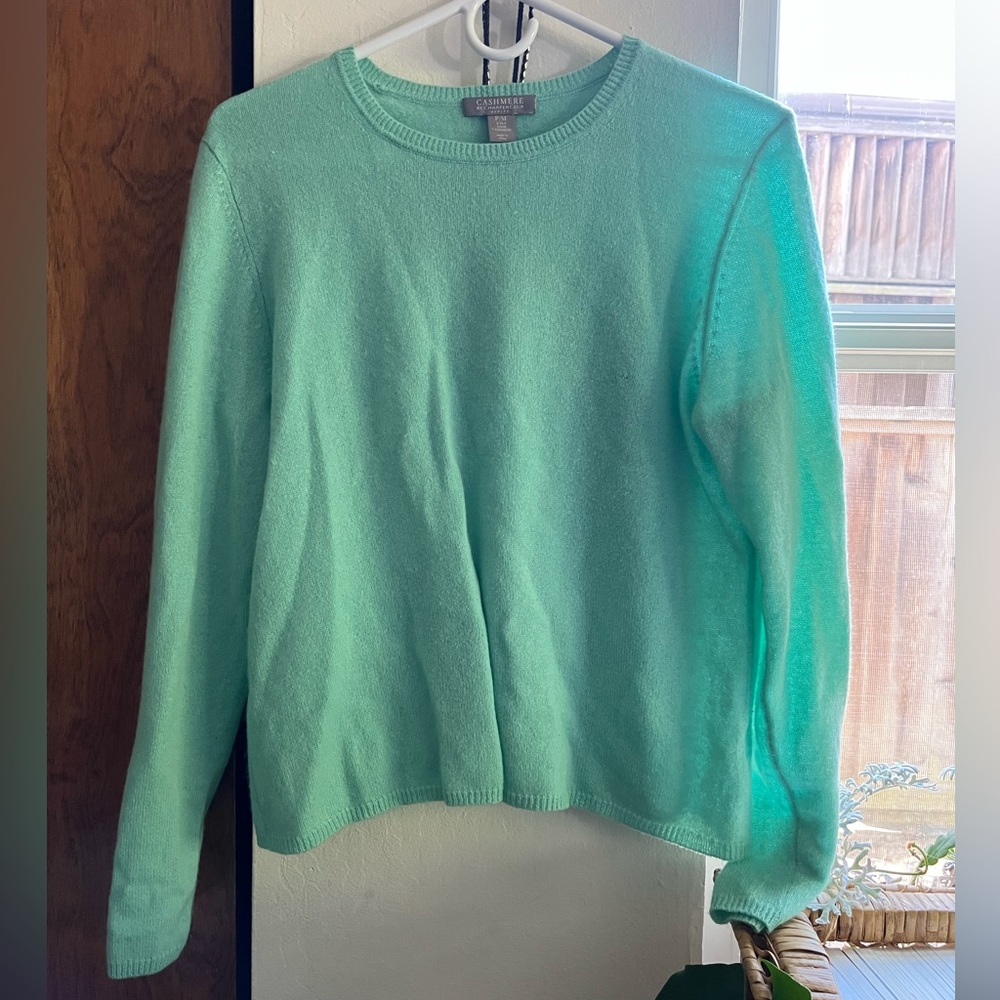 Cashmere by Charter Club light aqua sweater